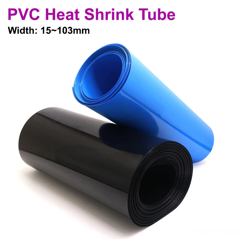 2/3/5/8/10/20M PVC Heat Shrink Tube 18650 Width 15mm ~ 103mm Insulated Film Lithium Case Heat Shinkable Sheath Shrink Wrap