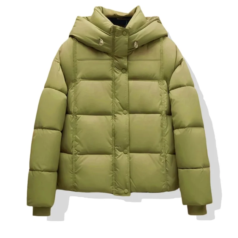 

Korean Fashion 2025 Winter New Hooded down Cotton Padded Jacket Women Casual All-Match Short Loose Warm Female Outerwear Parkas