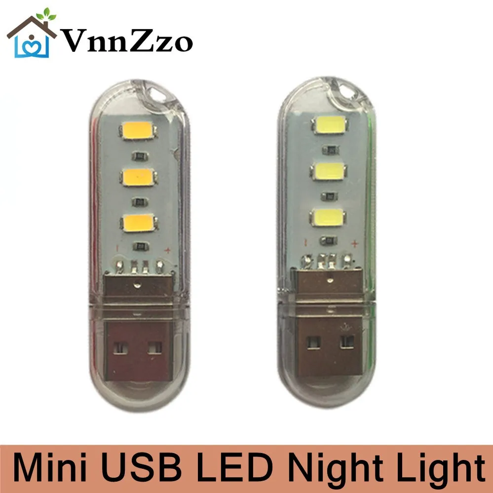 Usb Led Boek Lights 3Leds Smd Led Lamp 5V Vermogen Wit 5000-6500K Warm Wit 3000-3500K Usb Nachtlampje Binnenverlichting