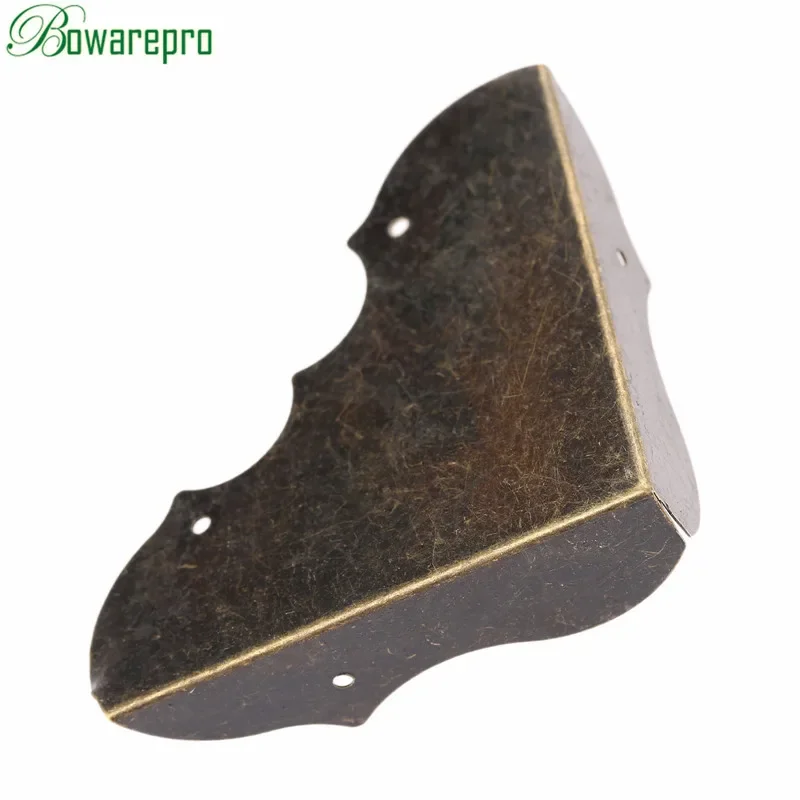 bowarepro 4Pcs Fittings Antique Corner Bracket Jewelry Wooden Box Feet Leg Corner Decorative Protector Furniture Hardware+Nails