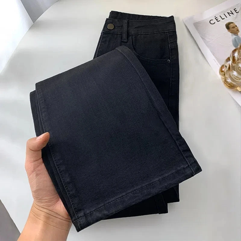 Women New High Waist Straight Jeans Spring Vintage Casual Ankle-length Denim Pants Korean Pantalones Streetwear Stretch Vaqueros