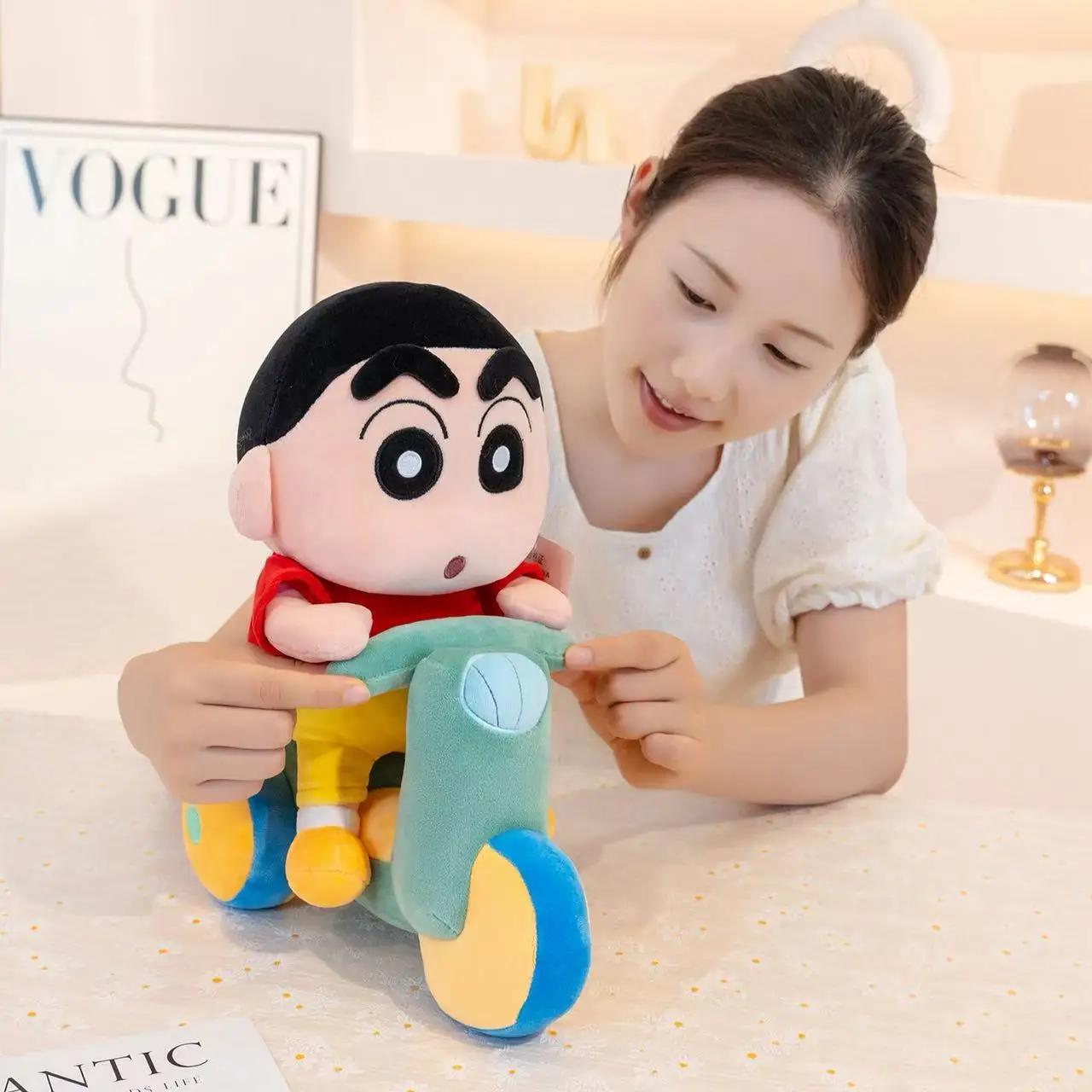 Miniso's latest cycling crayon doll, filled with plush toys, cartoon anime cute pillows, children's birthday gifts, fun dolls