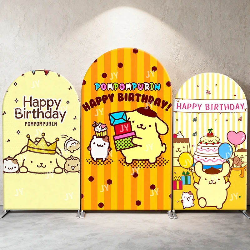 

PomPomPurin Sanrio Arch Backdrop Cover Birthday Party Crown Gifts Cute Cartoon Birthday and Baby Shower Photo Booth Decor