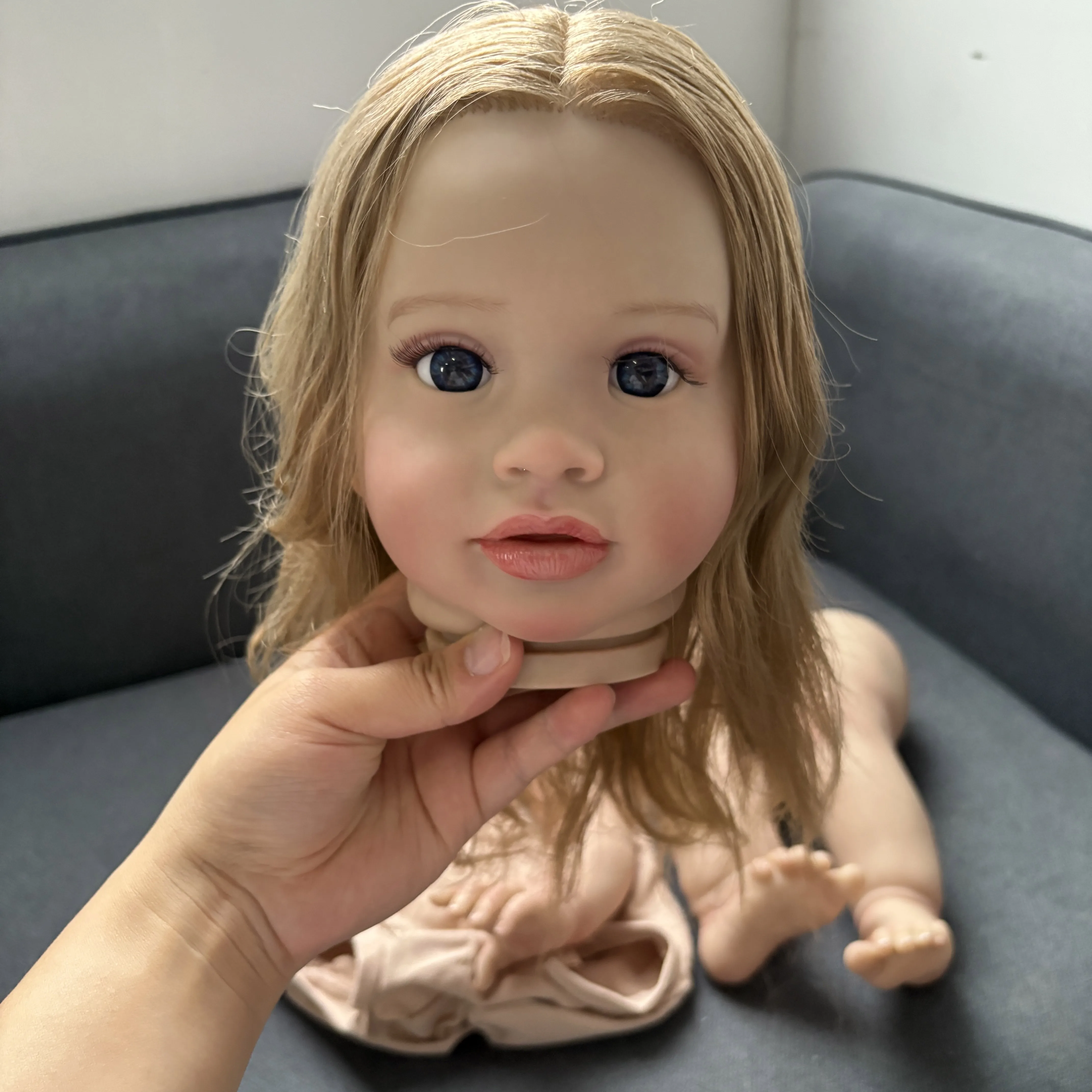 25inch Pippa Reborn Doll Kit Hand-Root Hair Unfinished Lifelike Awake Baby Multiple Layers Painting Doll Parts DIY Children Toys
