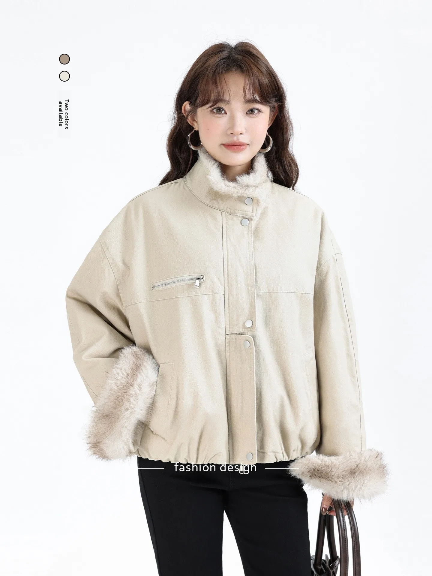 

Ретро-куртка в корейском стиле: теплая зимняя парка с воротником-стойкой, утепленная хлопком, с вставками из искусственного меха, модная женская модель