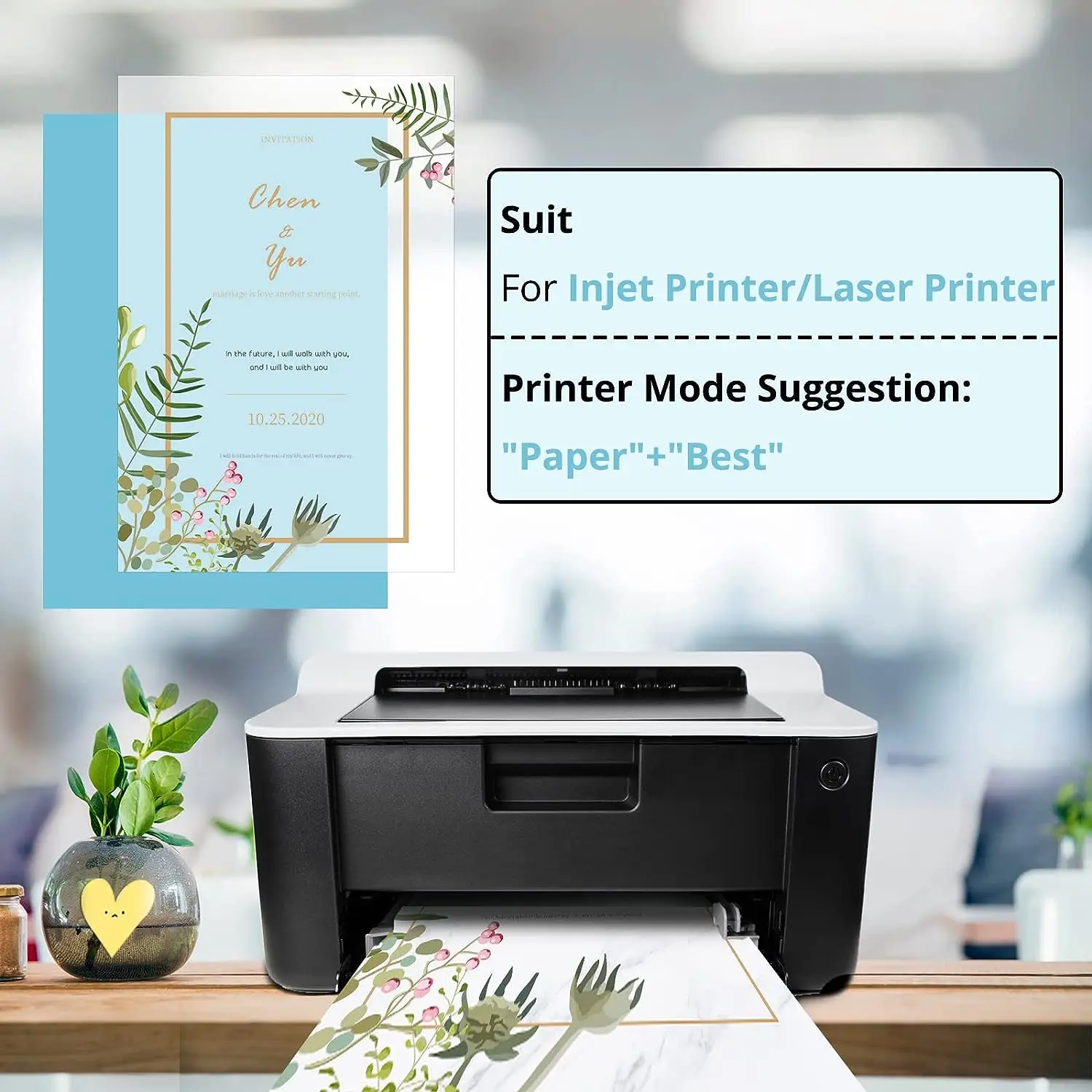 HTVRONT 50 Sheets 8.5X11in Vellum Paper Translucent Printable Tracing Paper Sheets Colored for Drawing Invitations Printing