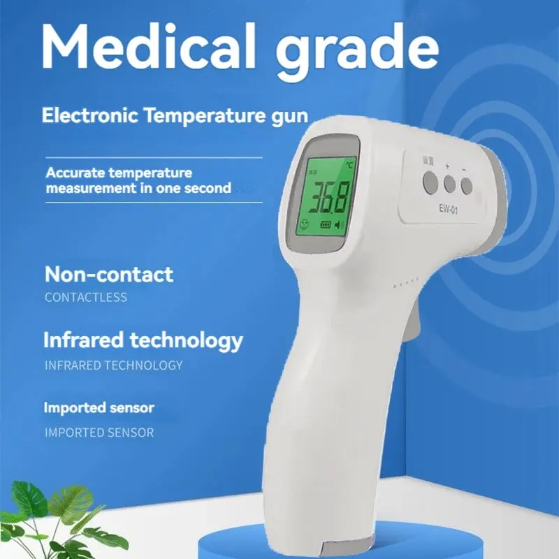 2-in-1 Infrared Body Temperature Gun Medical Non-Contact Smart Baby Elderly Forehead Temperature Gun Pulse Monitor Oximeter