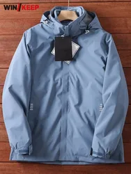 Abrigo cortavientos con forro polar desmontable para hombre, chaqueta cálida con capucha para senderismo, resistente al viento, impermeable, chaquetas de viaje para acampar, Invierno