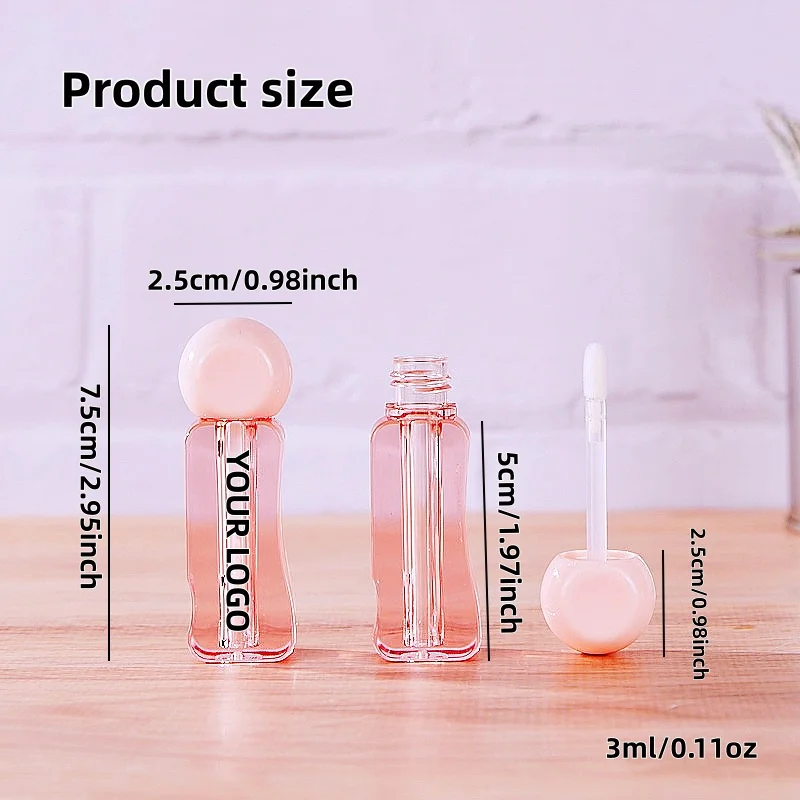 【شعار مخصص】50 قطعة مخصصة 3 مللي زجاجة ملمع شفاه وردي شبه شفاف أنبوب ملمع شفاه دفعة صغيرة مصنع التخصيص #3