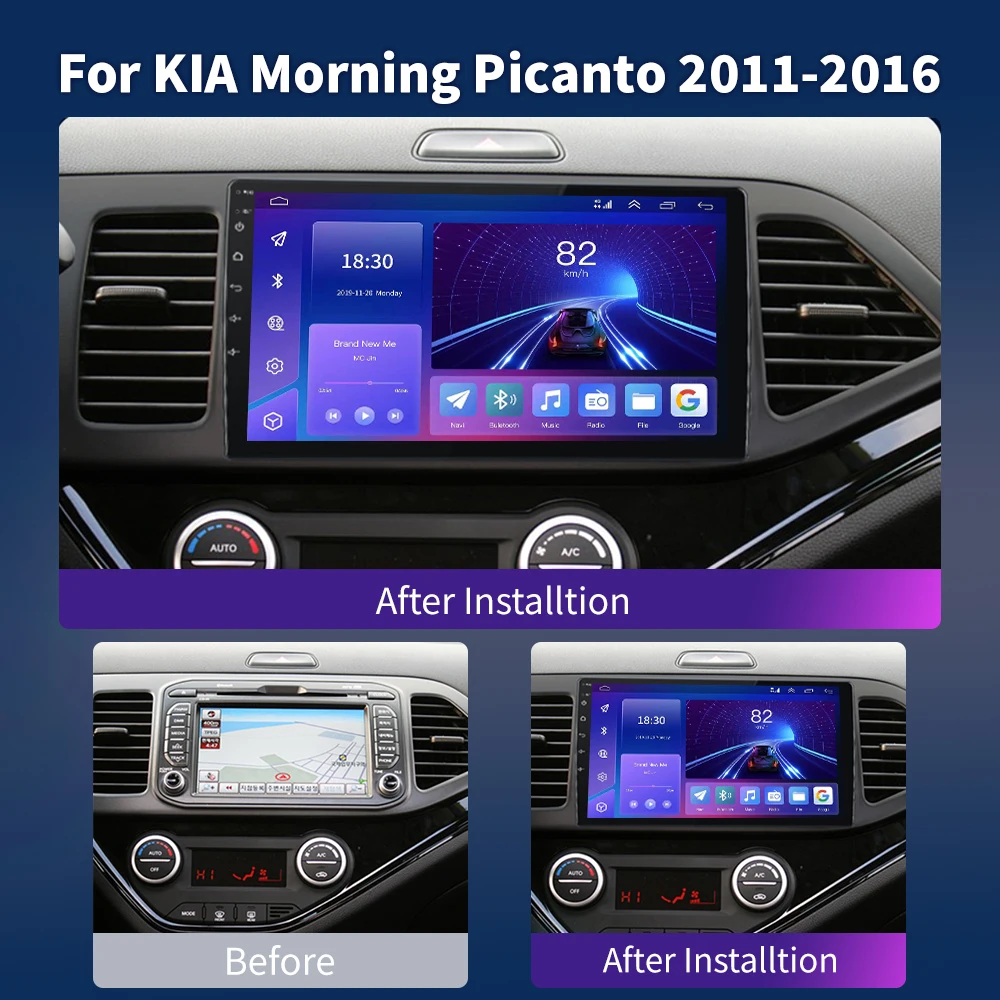 For KIA PICANTO Morning 2011-2016 Multimidia Video Player Navigation GPS IPS Head Unit 2din Android 13 Carplay Car Radio