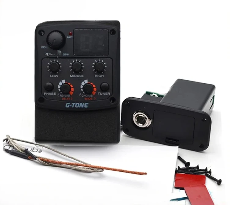 

GT-6 Acoustic Guitar Preamp 3-Band EQ Equalizer with Reverb/Chorus/Delay/Wide and LED Tuner
