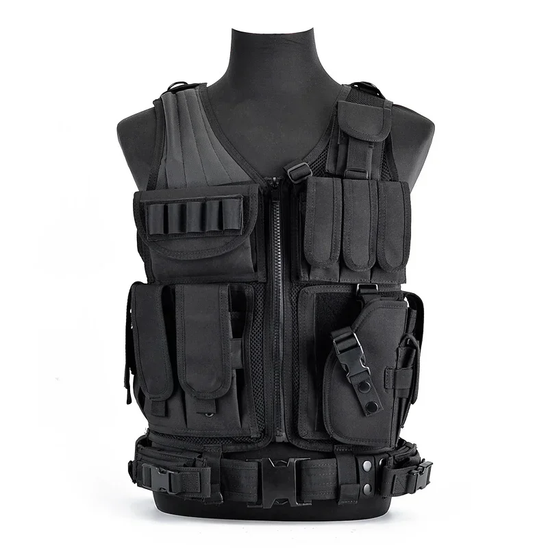 

Upgraded Tactical Vest Multifunctional Stab Resistant Clothing Mesh Breathable CS Fans Outdoor Safety Bulletproof Training Vest