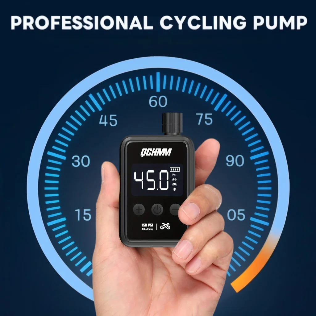 

Mini Bike Tire Pump, Portable Fast Inflate Bicycle Pump with Guage, 150PSI Portable Electric Bike Air Pump