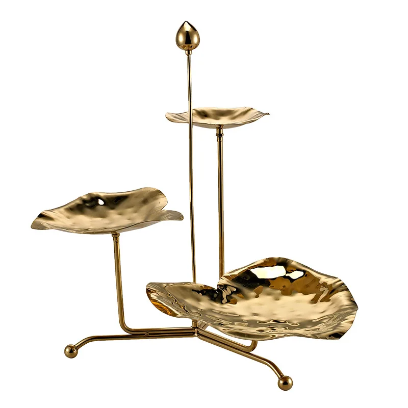 

Creative stainless steel three-head snack rack, fruit , nut , hotel buffet display , snacks, coffee break, cold meal