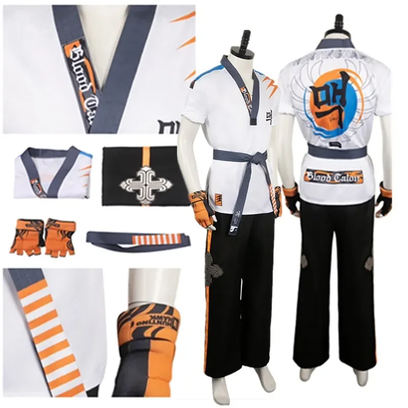 

Hwoarang Cosplay Tekken 8 Fantasy Costume Adult Men Top Pants Belts Gloves Outfits Halloween Carnival Disguise Party Suit