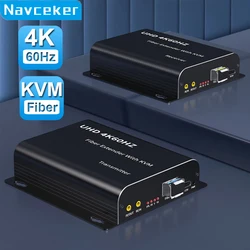 Navceker 4K 60Hz HDMI KVM Fiber Optic Extender Converter 1080P 120Hz 20Km HDMI Optical USB KVM Extender Video Audio Transmitter