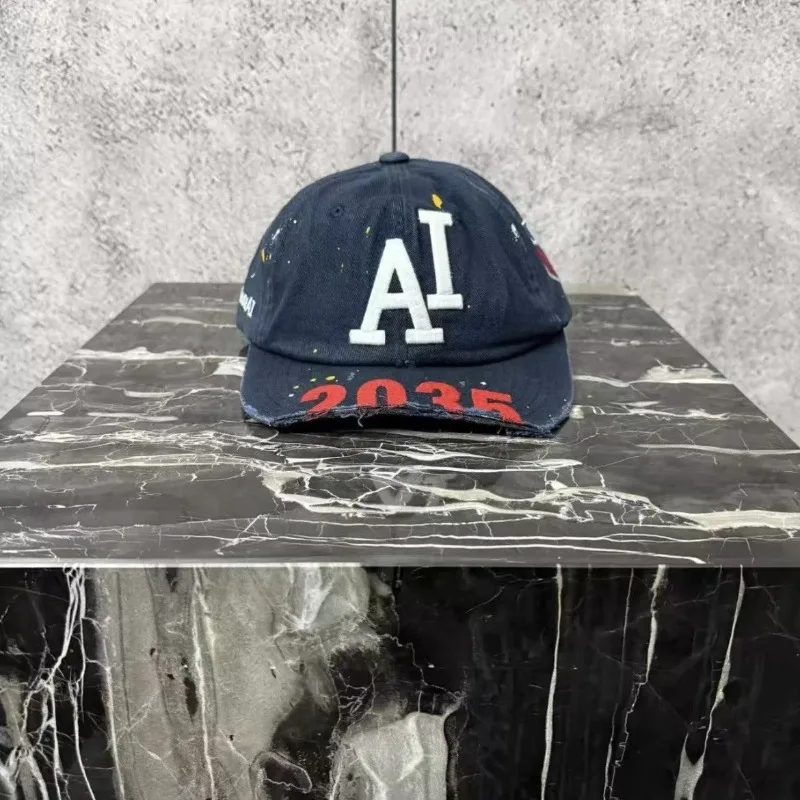 

Project G/R Broken Ink Embroidery Splashing AI Slogan Bseball Cap Men Women Sun Hat Four Seasons Sports Peaked Cap Adjustable