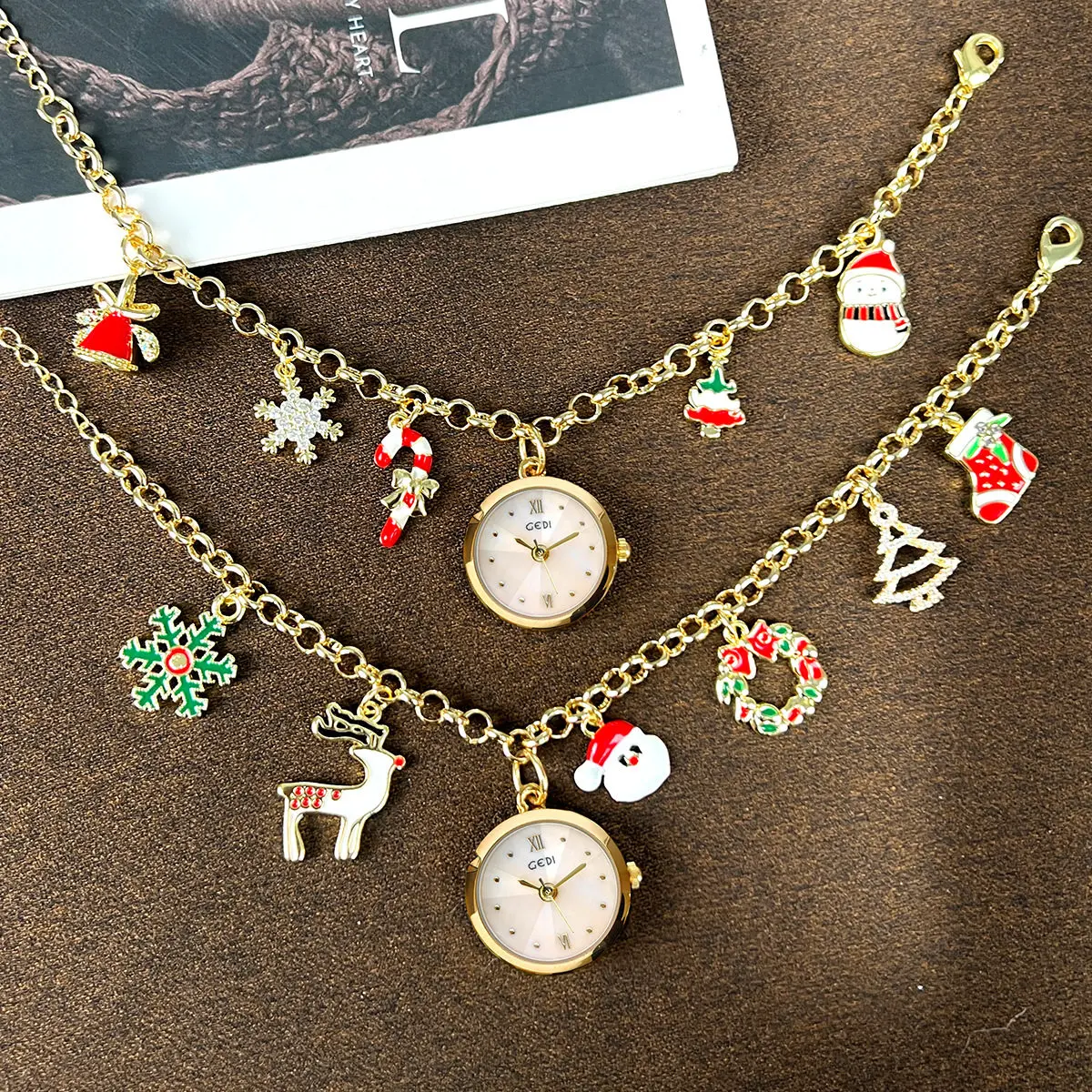 Ladies Watch Christmas Multi-element Pendant Design Quartz Watch Exquisite Niche Bracelet Ladies Holiday Gift - view 3