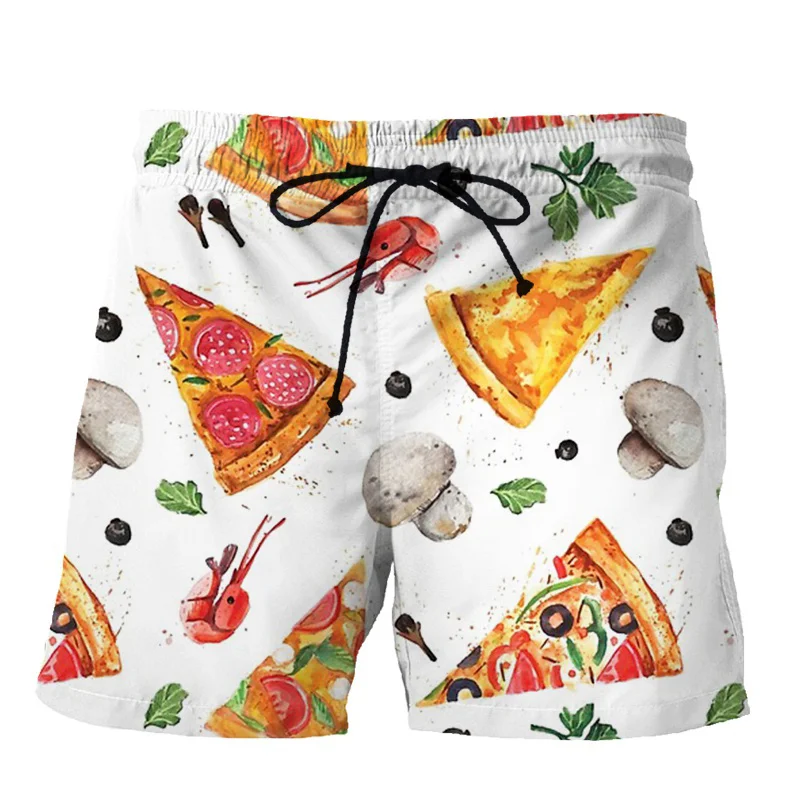 Cartoon 3d Printed Food Pizza Short Pants Men's Hot Sale Fashion Summer Popular Beach Shorts Oversized Cool Swimming Trunks