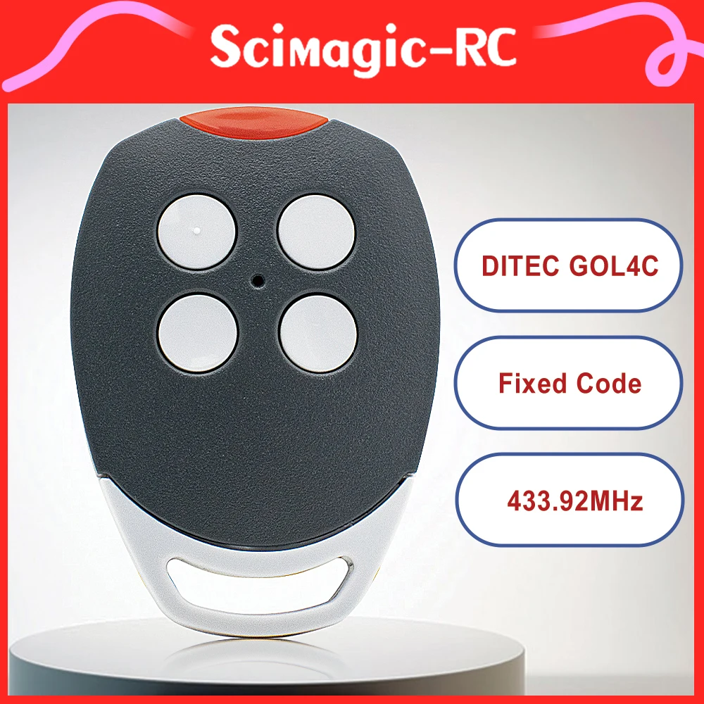 

100% Clone DITEC GOL4C Garage Remote Control 433.92 MHz Fixed Code Garage Door Opener Command High Quality Keychain