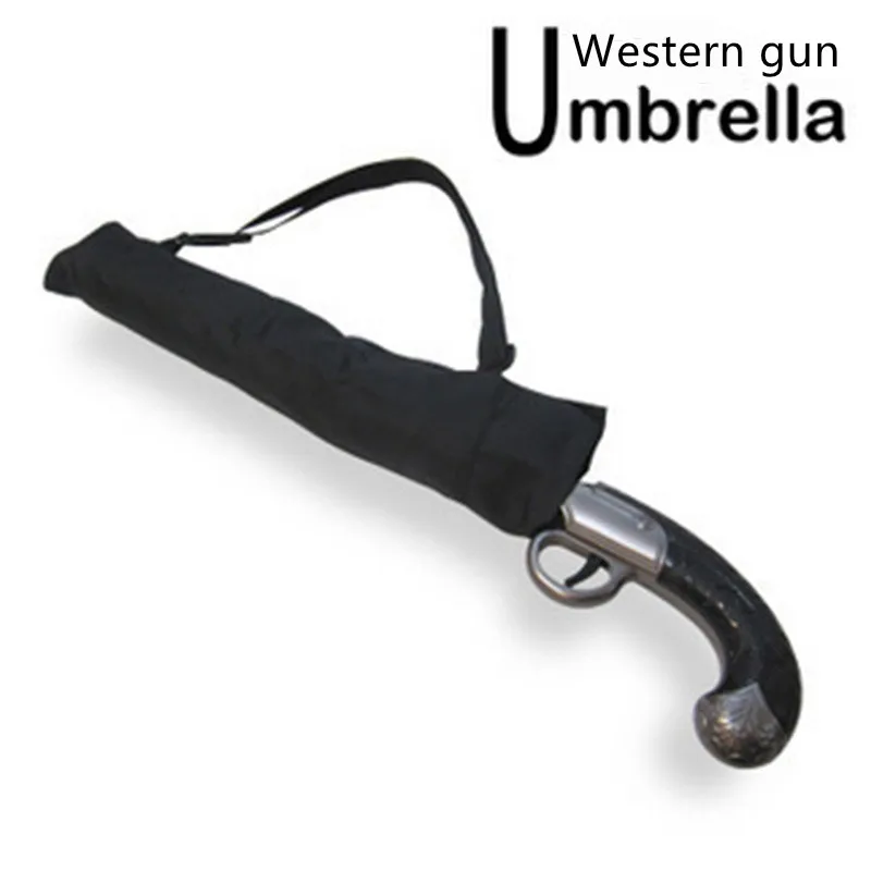 Two-fold Automatic Short Gun Cosplay Parasol Folding Windproof Classic Western Gun Sunny Personality Fashion Creativity Umbrella