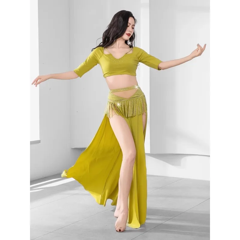 customized Belly dance costume hot diamond tassel Eastern dance clothes practice dress light luxury performance costume set