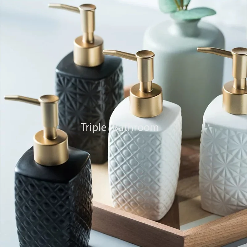 Ceramic Soap Dispenser Hand Sanitizer Bottle Shampoo Bottle Liquid Storage Container Used for Kitchen and Bathroom Decoration
