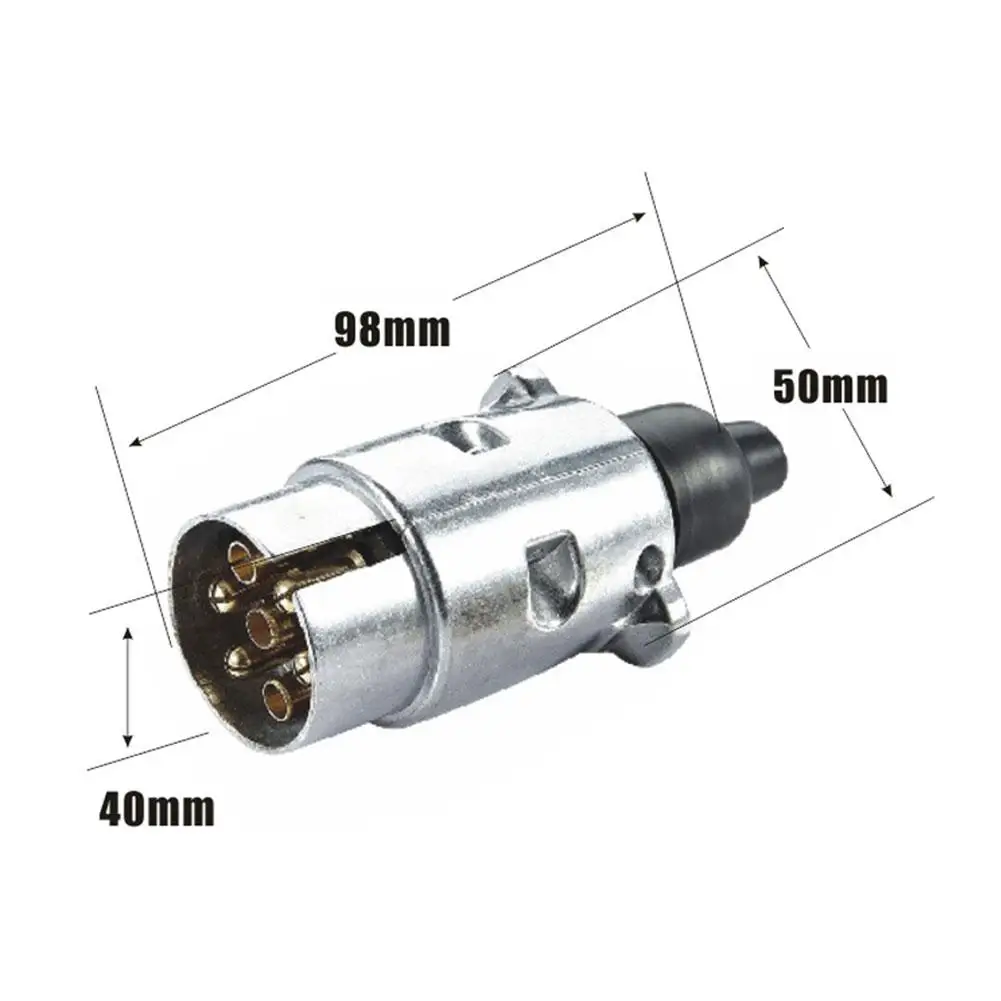 Aluminum Alloy 7 Pin Trailer Plug Socket Set 12V Durable EU Plug Connector For RV Truck Car Towing  Modification Socket