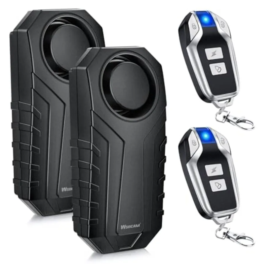 

Bike Alarm with Remote 2 Pack, 113dB Loud Anti Theft Vibration Sensor Alarm Systems for Electric Bike Motorcycle Golf Car Trail
