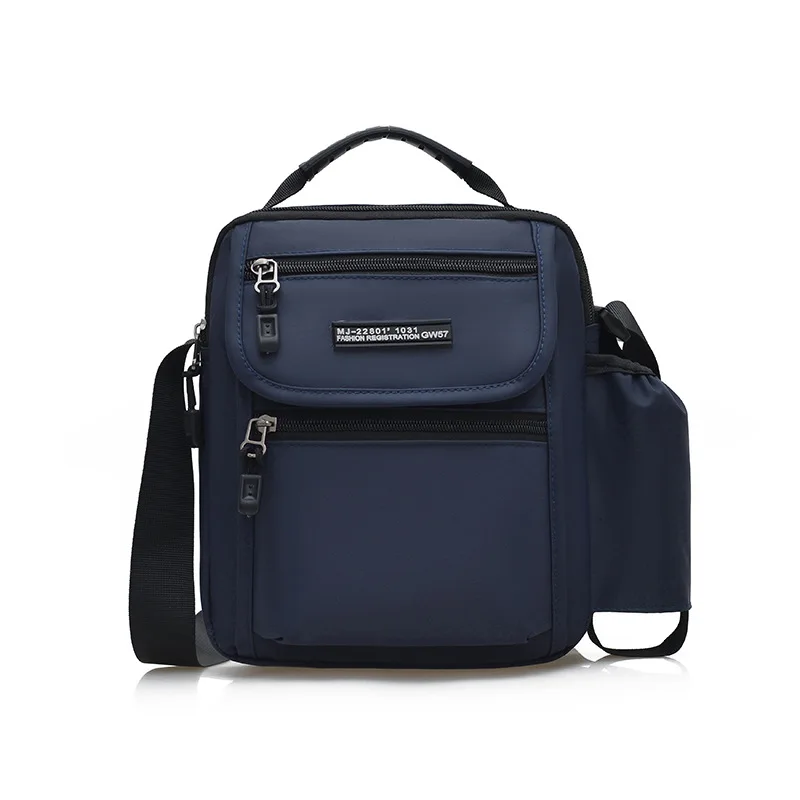 Men Casual Crossbody Bag Waterproof Nylon Shoulder Pack Male Multi Pocket Handbag With Top Handle Side Pocket For Outdoor Travel