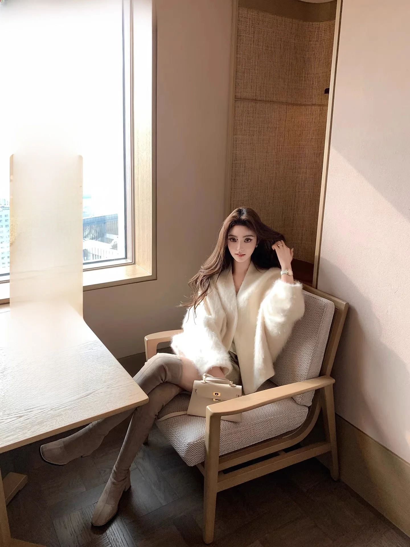 

Пальто женское Lilylikes из искусственного меха под овчину, шерсти и шелка, цвета кэмел, толстое, зимнее, верхняя одежда