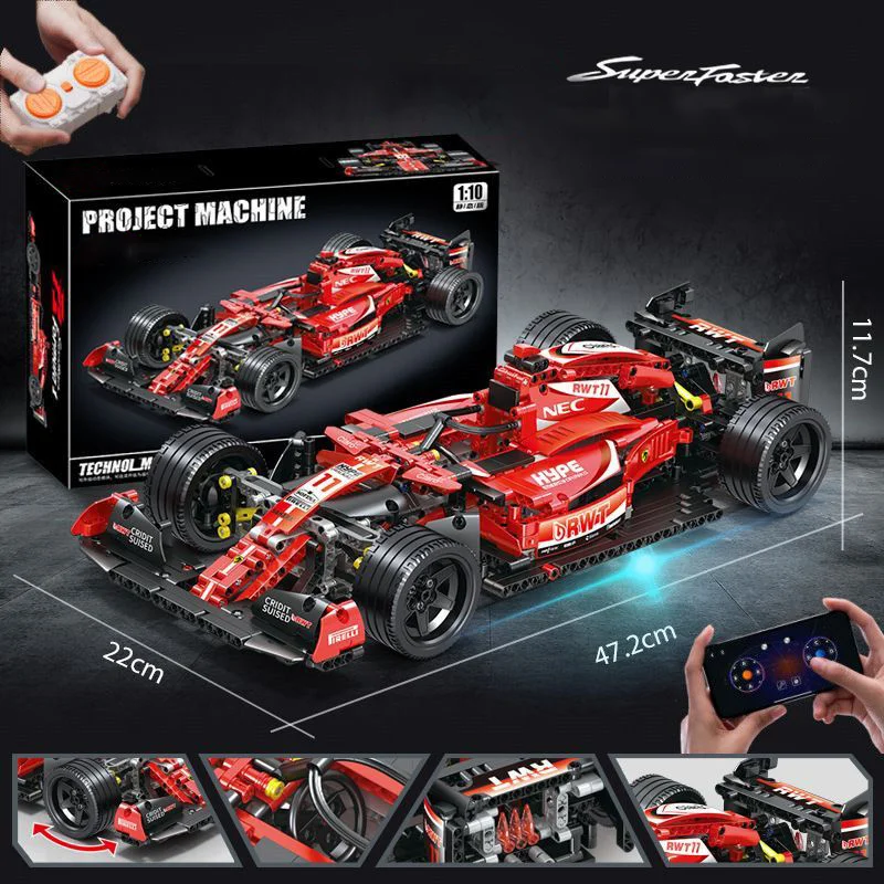 

1280 шт. технические MOC Formula гоночный автомобиль строительные блоки DIY красный суперкар городской спортивный автомобиль кирпичи для детей Рождественские подарки