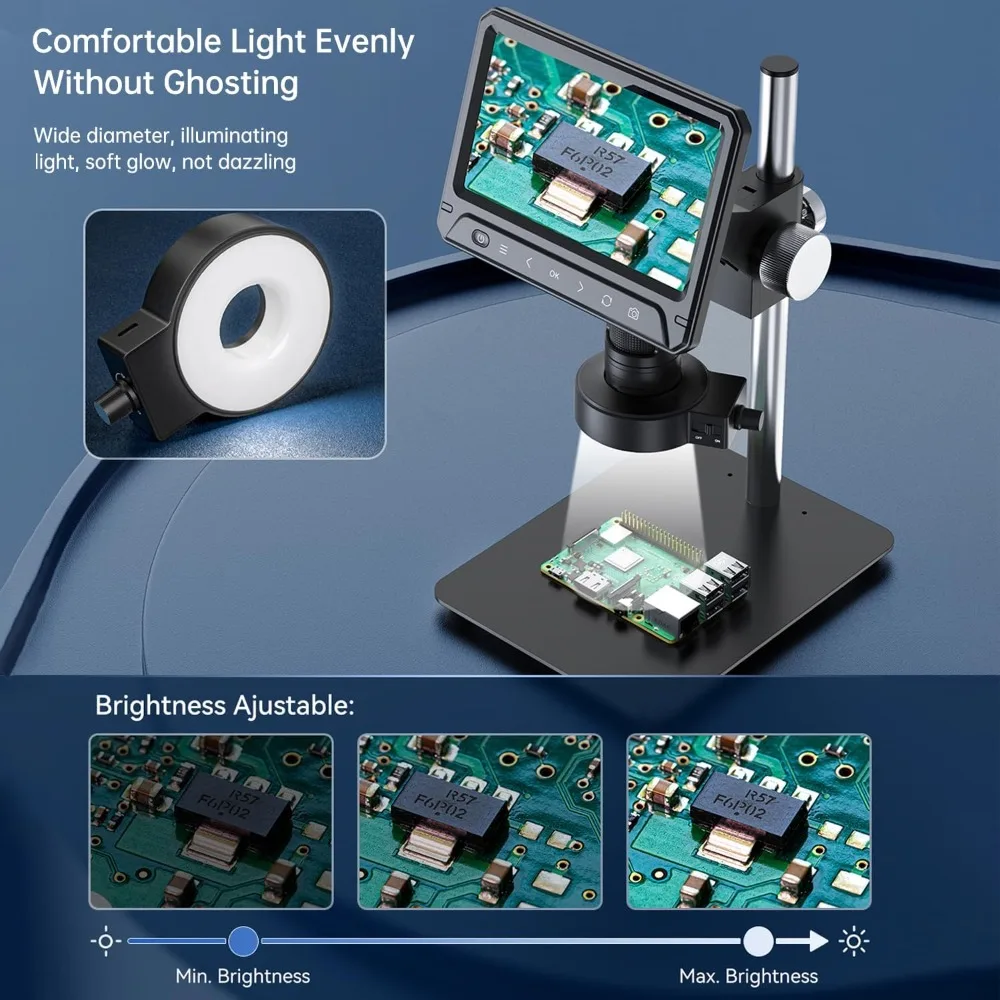 

LCD Digital Microscope for Adults, 1200X Soldering Microscope for Electronic Repair, Coin Microscope with 30 Adjustable