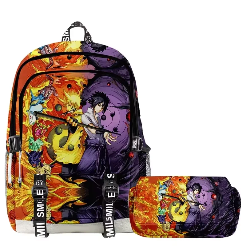 36 styles backpack pencil case Naruto anime children backpack boy girls double-deck backpack set teenager waterproof schoolbag