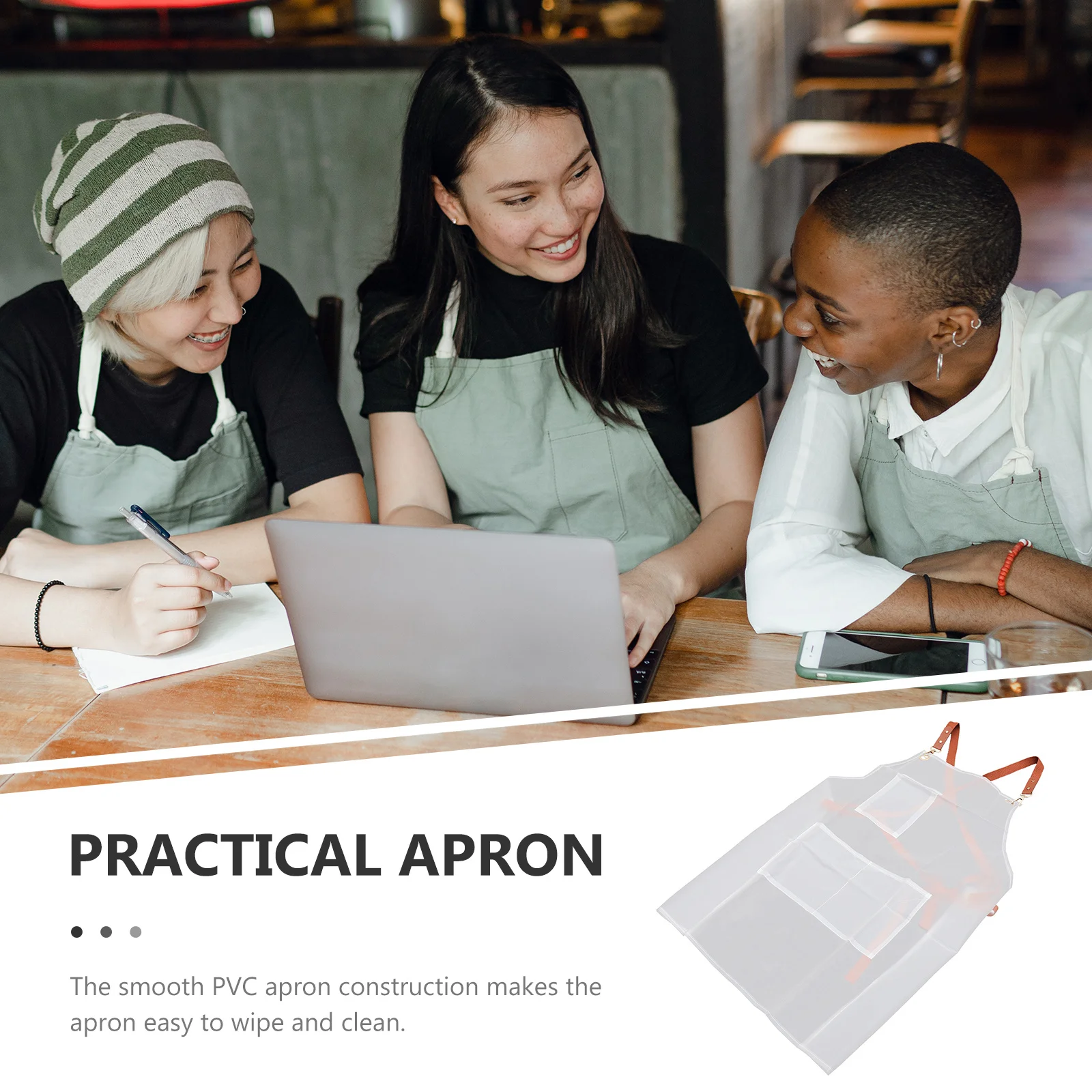 

1pc Waterproof Apron Clear Pvc Kitchen Work Apron For Dishwashing Hair Stylist Grooming Food Processing Tattoo Workshop