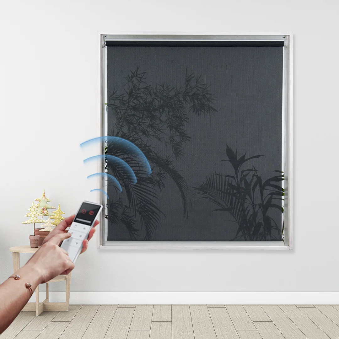 

Smart Remote Control Roller Blinds Semi-blackout Waterproof Fabric Light Filtering Custom Size Window Shade Home Decor