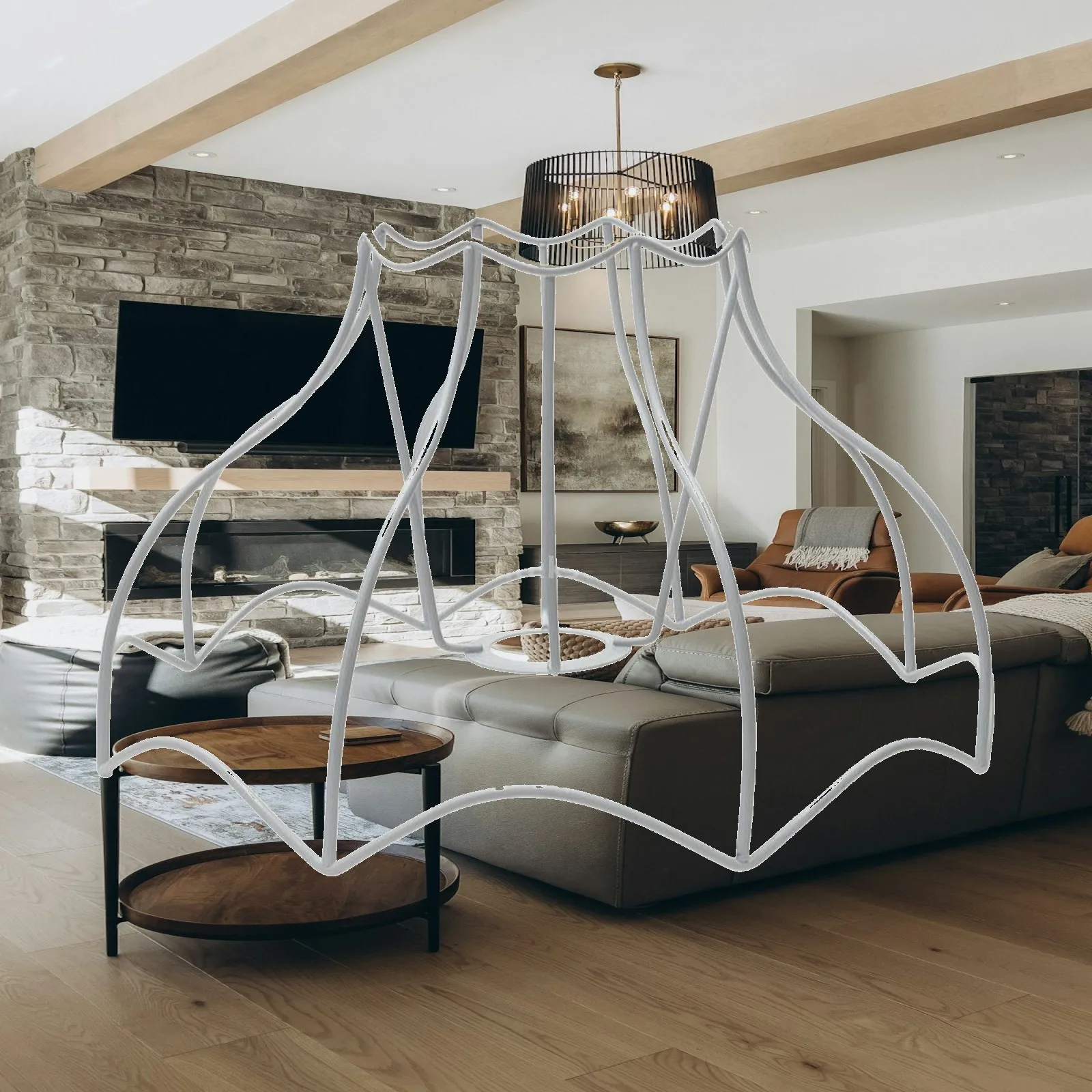 Lampshade Frame Metal Pendant Lamp Frame Shade Holder with Loop Iron Lamp Shade Holder Openwork for DIYers, Table Lamps