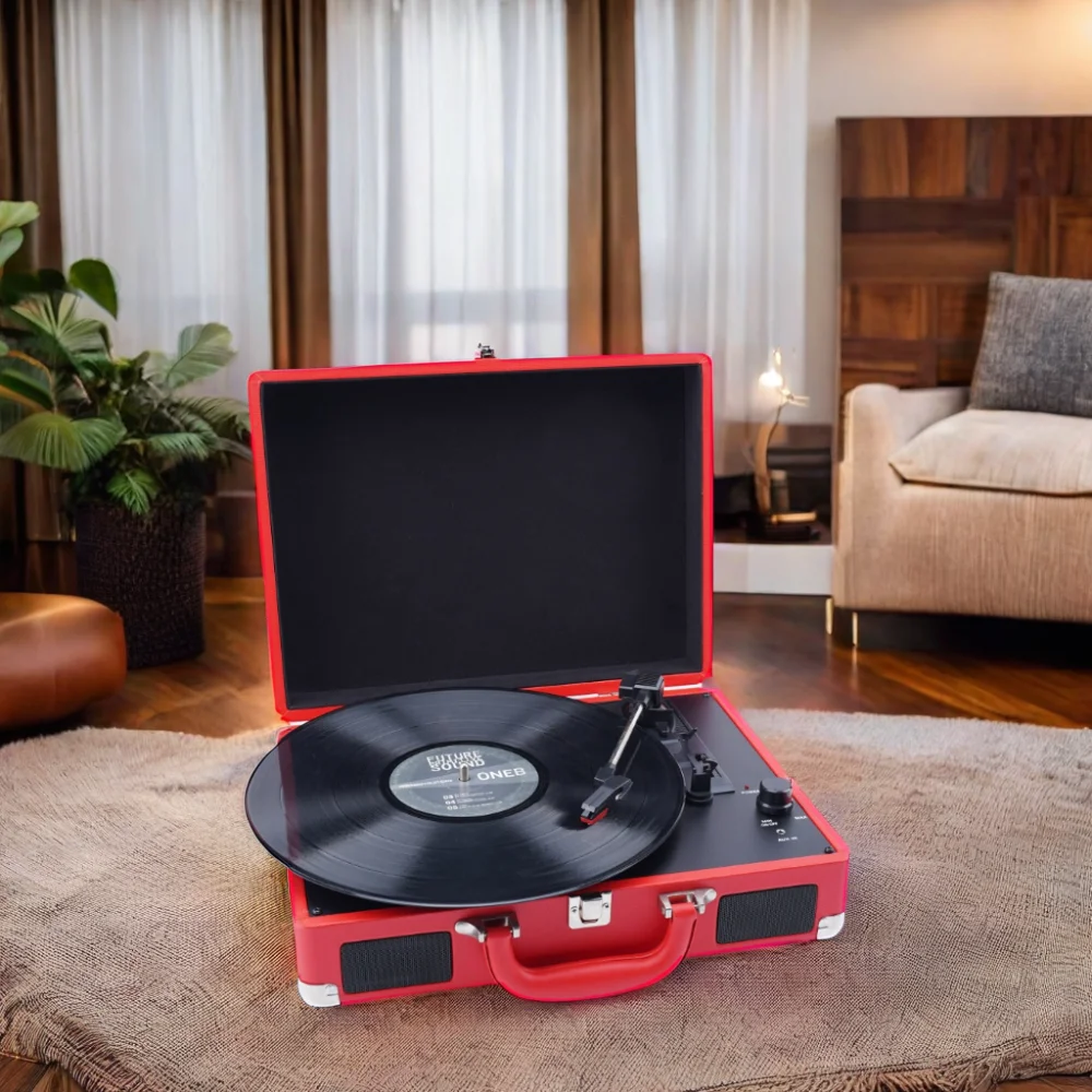 Nostaic Wooden Turntable Stereo Vinyl Record Player with USB SD AUX Function Gramophone for Playing LP and Recording