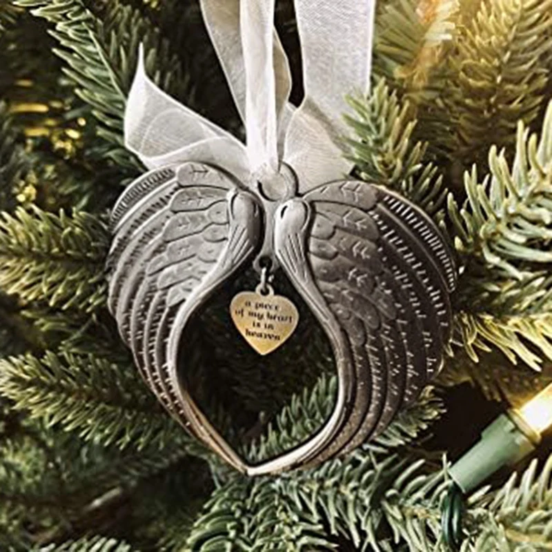 Christmas Ornaments Angel Wing A Piece Of Heart Is In Heaven Ornament For Christmas Tree Double Sided Memorial Ornament Durable