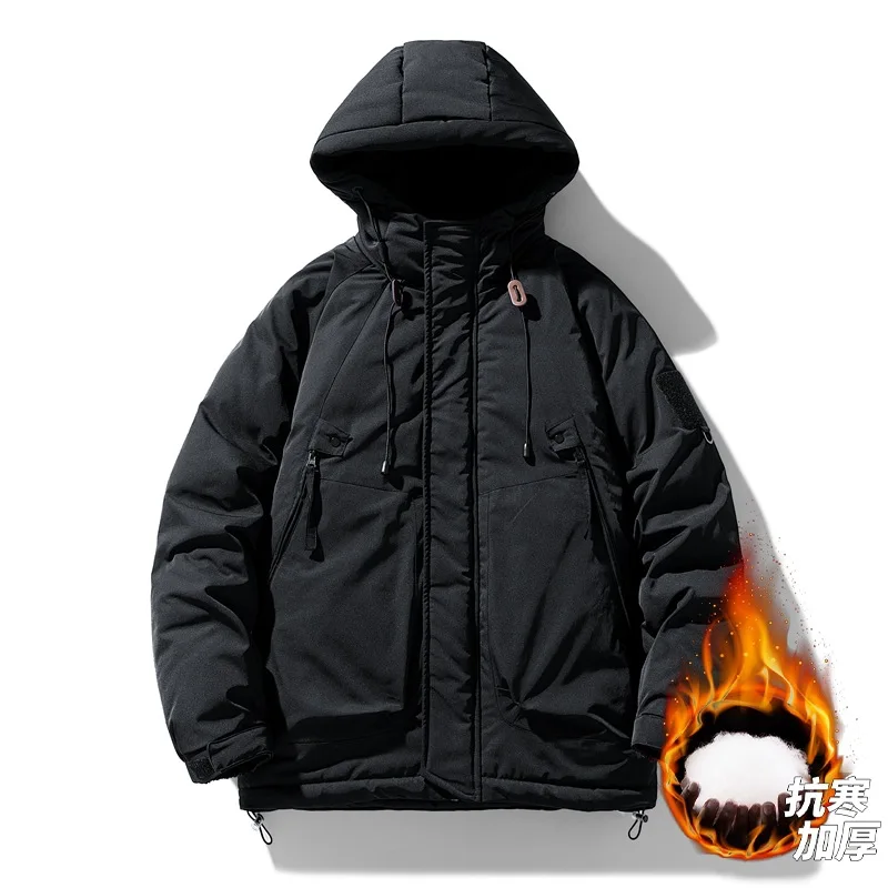 Parkas quentes com capuz de alta qualidade dos homens estilo solto casacos de inverno multi-bolso jaquetas de carga masculino blusão casacos de inverno ao ar livre