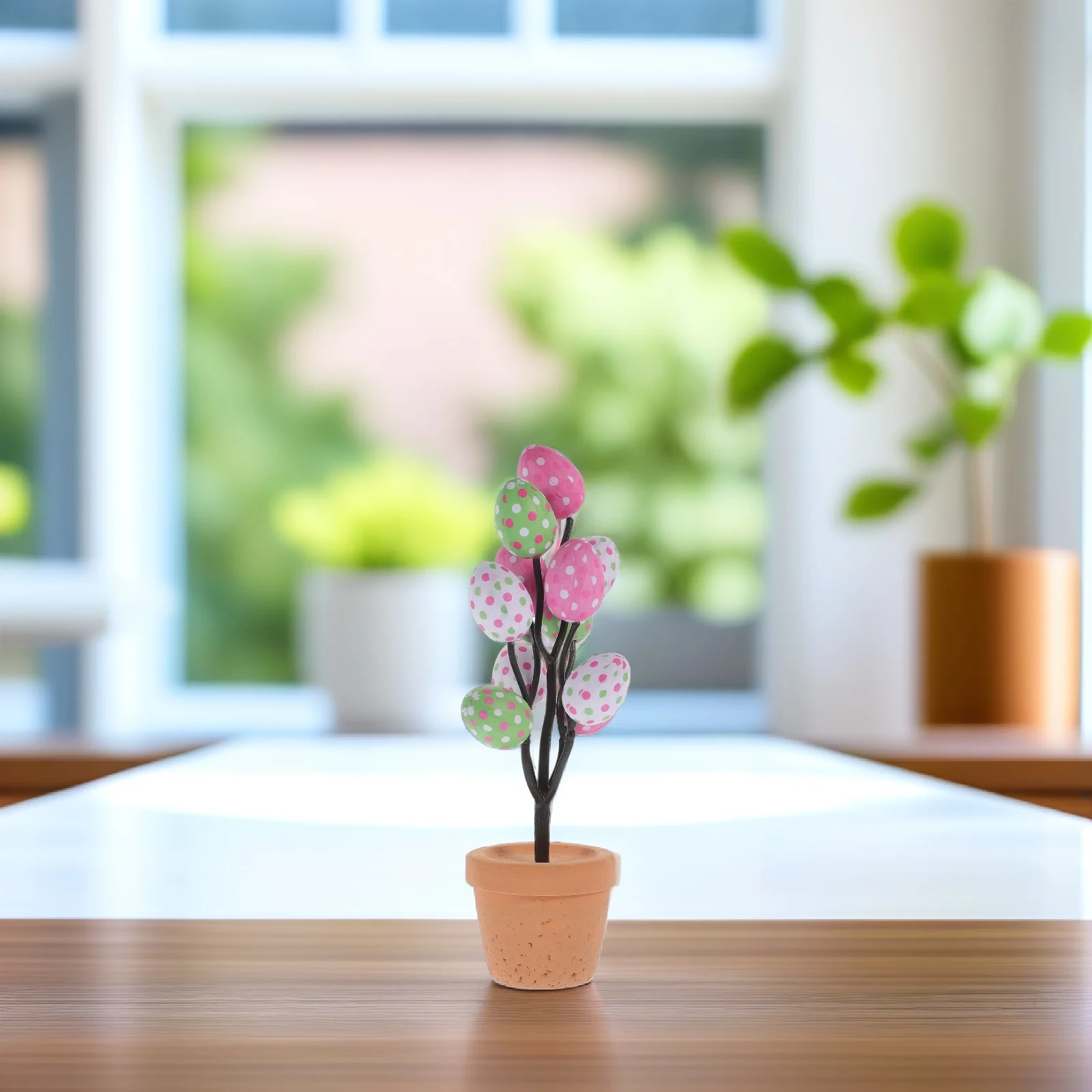 

Easter Egg Bonsai Statue Tabletop Centerpiece Artificial Eggs Tree Decor for Living Room Office Counter Festival Celebration