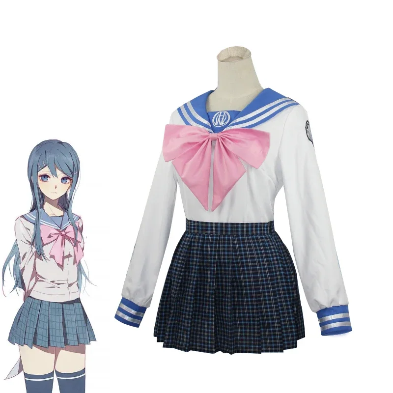 

Dangan-Ronpa Sayaka Maizono JK Uniform Danganronpa Cosplay Costume Adult Women Summer Dress Girl Skirt Pink Bow-Tie Sail Suits