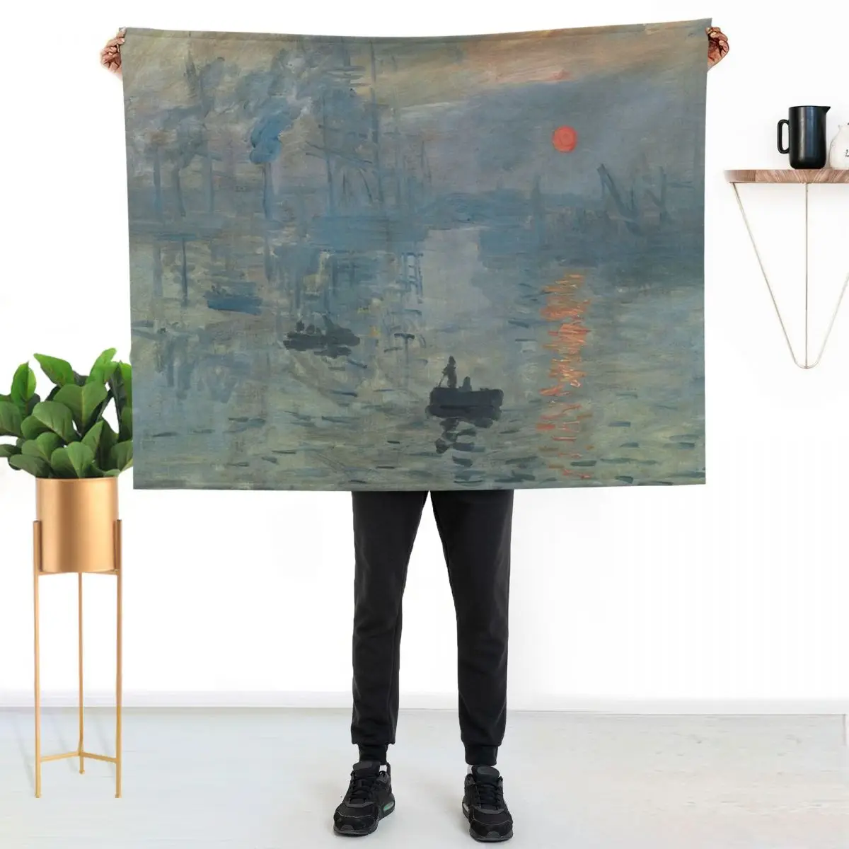 Monet Impression Sunrise Fine Art Throw Blanket Shaggy for sofa Soft Comforter Soft Plaid Sleeping Bag Blankets