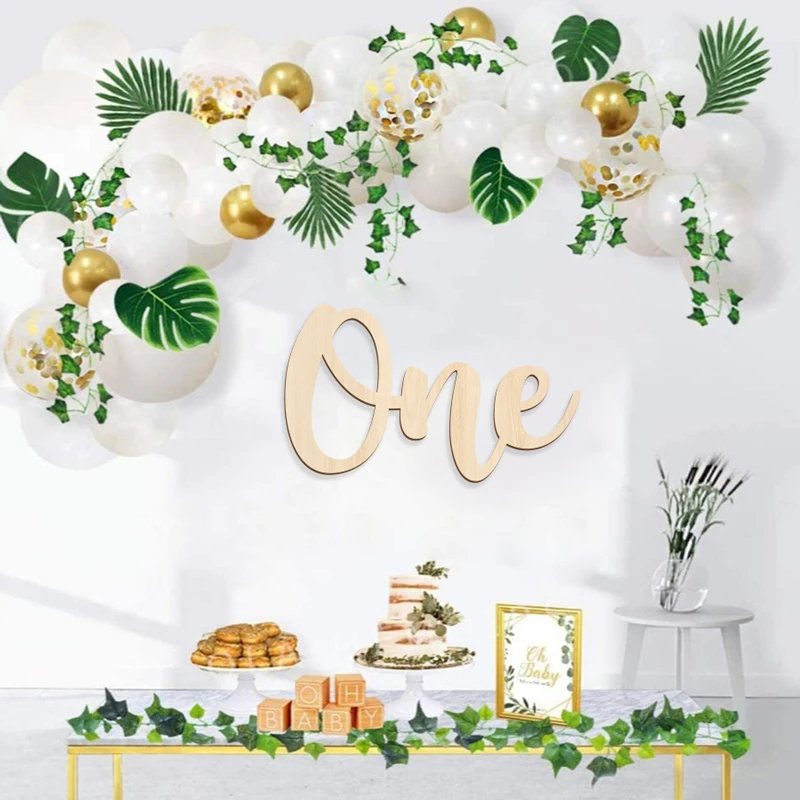 One Wooden Sign One Cutout Letter for Birthday Party Wall Wood Sign Photo Prop for Baby Shower Living Room Party Decorations