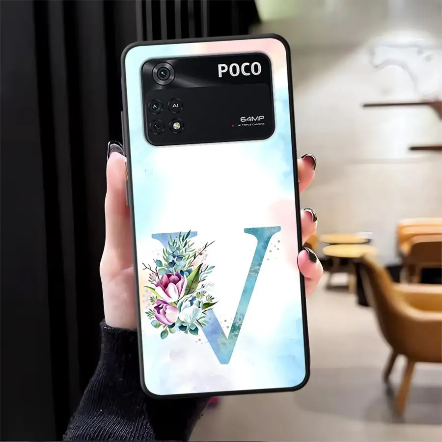 Funda Phone Cover Case for Xiaomi Poco F8 C75 M5 M3 M4 M7 F3 C50 F1 C71 X3 X4 X5 X7 Pro C61 Personalized Letters V U
