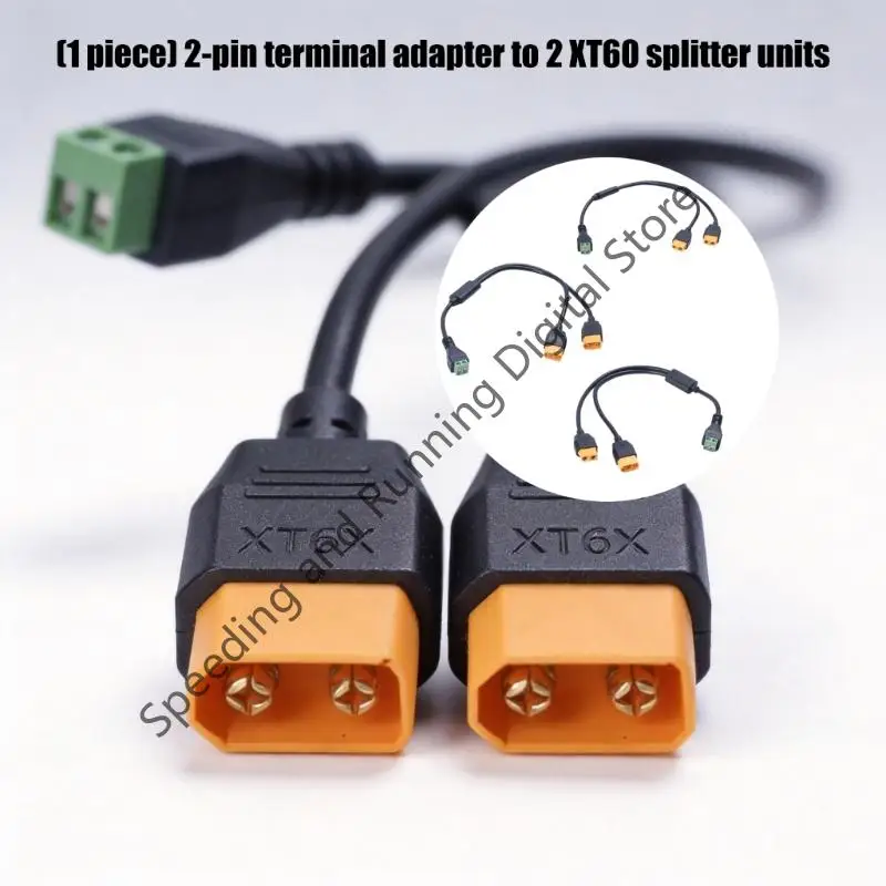 XT60 to 2 Pin Solderless Terminal Adapter XT60 Male Female Connectors Terminal Y Splitter Power Cable for Solar Panels