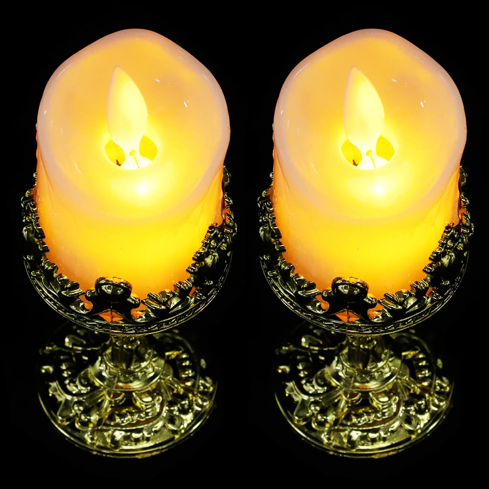 

2pcs LED Electronic C les Fake Light Decorative Flameless Wax Operated Wedding Party Home Lighting Accessories