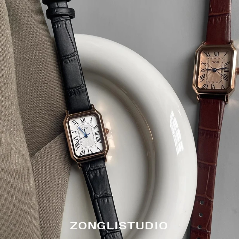 Fashion Rectangle Quartz Wrist Watch for Women Luxury Brand Roman Dial Leather Strap Ladies Watches Clock Reloj Mujer