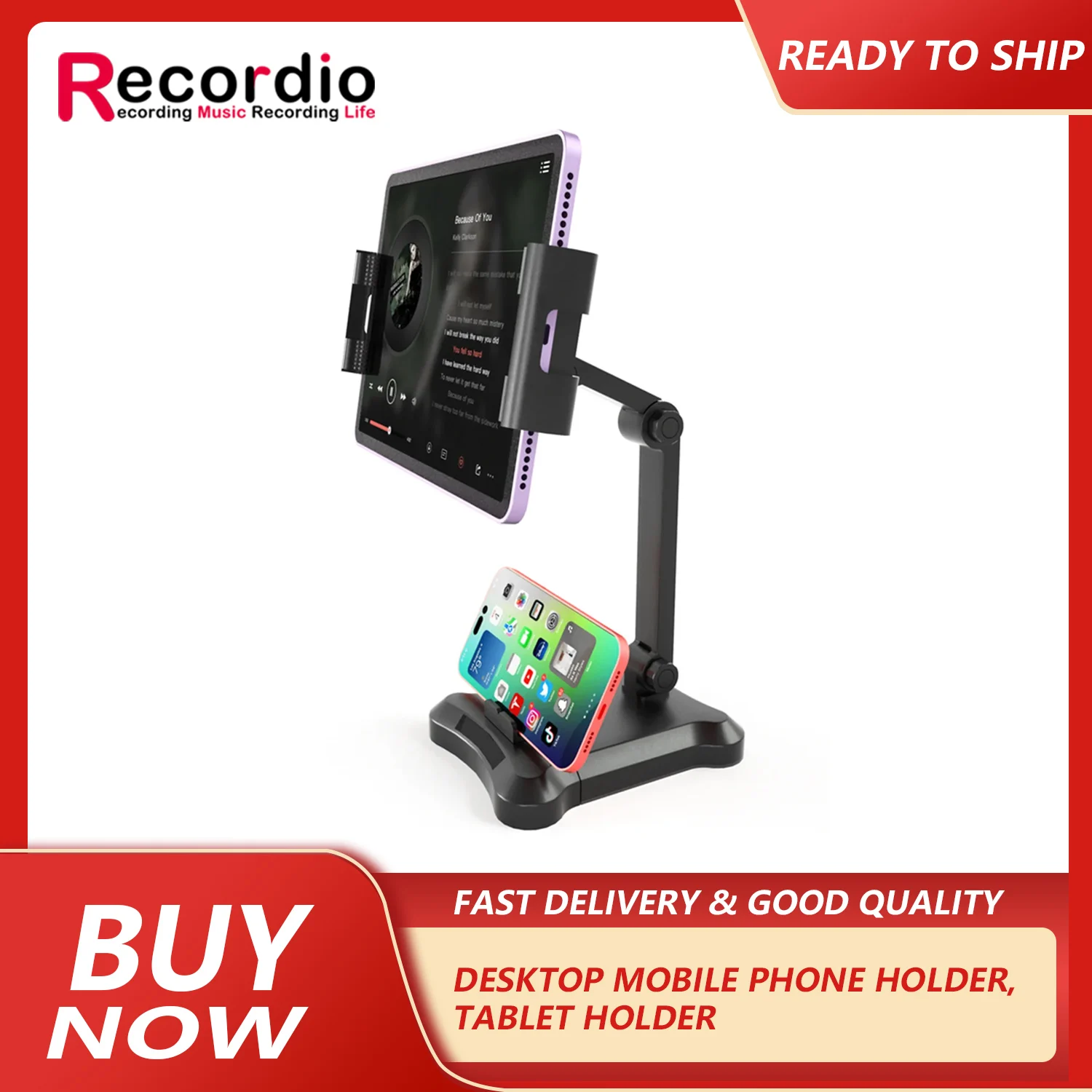 

GAZ-NB40 Lazy Desktop Base Adjustable Tablet Mobile Phone Foldable Microphone Bracket.