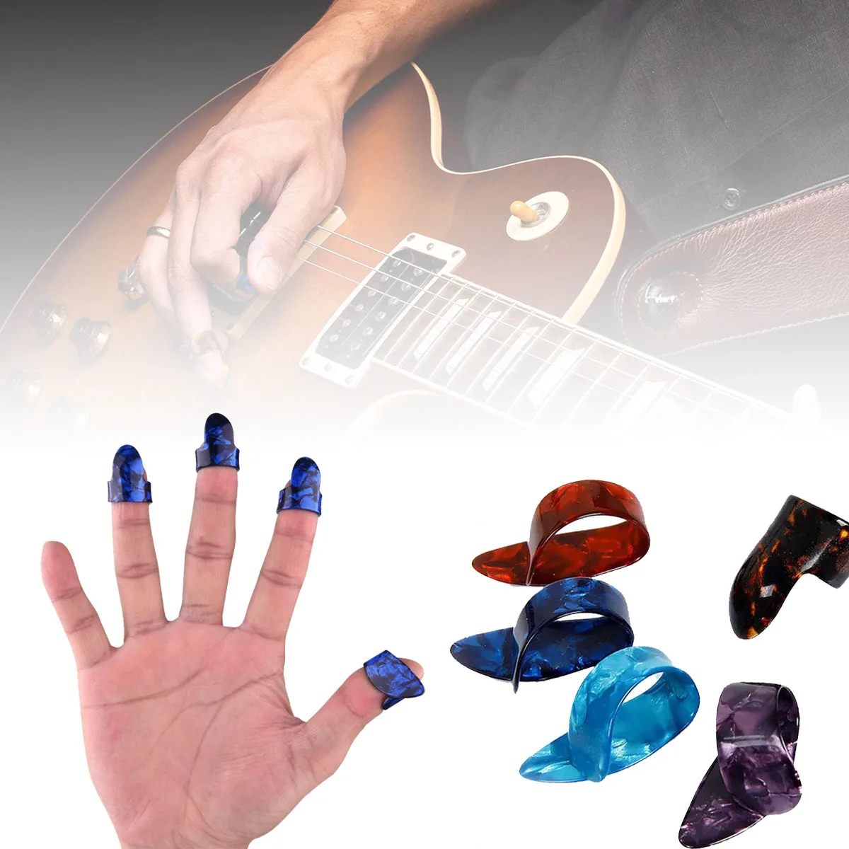 Miwayer 10 قطعة إصبع الغيتار يختار الإبهام/السهرة أحجام أصابع حامي المضادة للانزلاق تصميم باس الصوتية/الغيتار الكهربائي #4